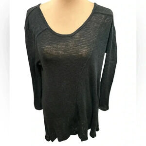 DKNY Jeans Women's Size XL Black Scoop Neck Long Sleeve Shirt